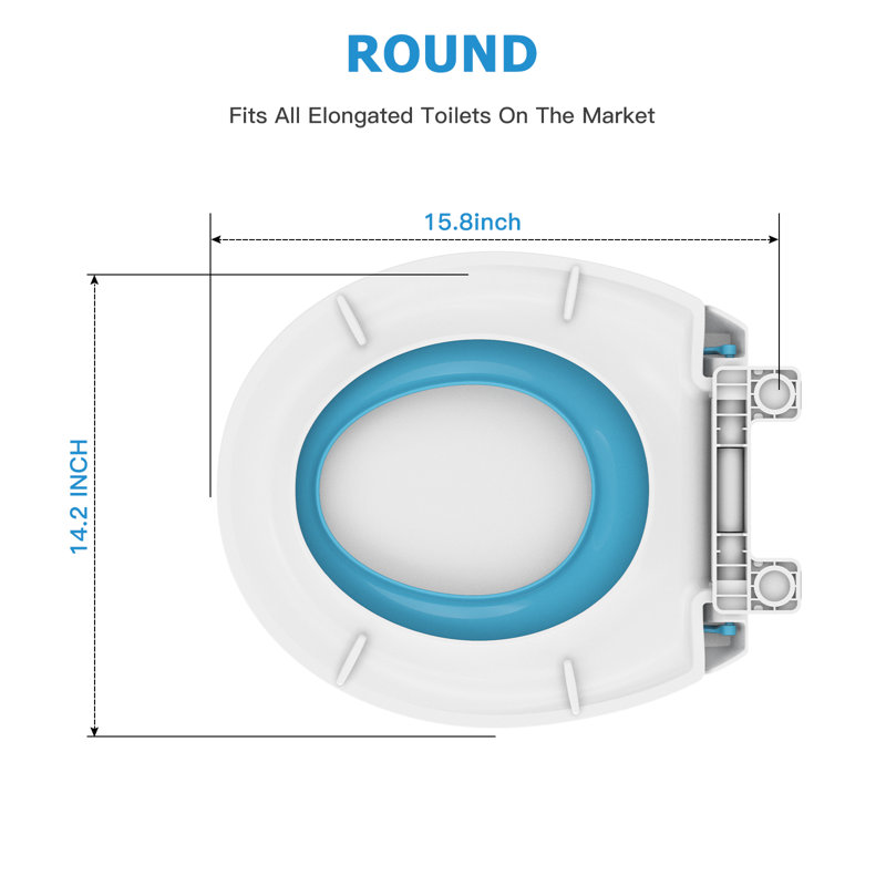 Toilet Seat with Built-in Potty Training Seat, 2 in 1 Toilet Seat for Toddlers & Adults, Soft-Close, Blue