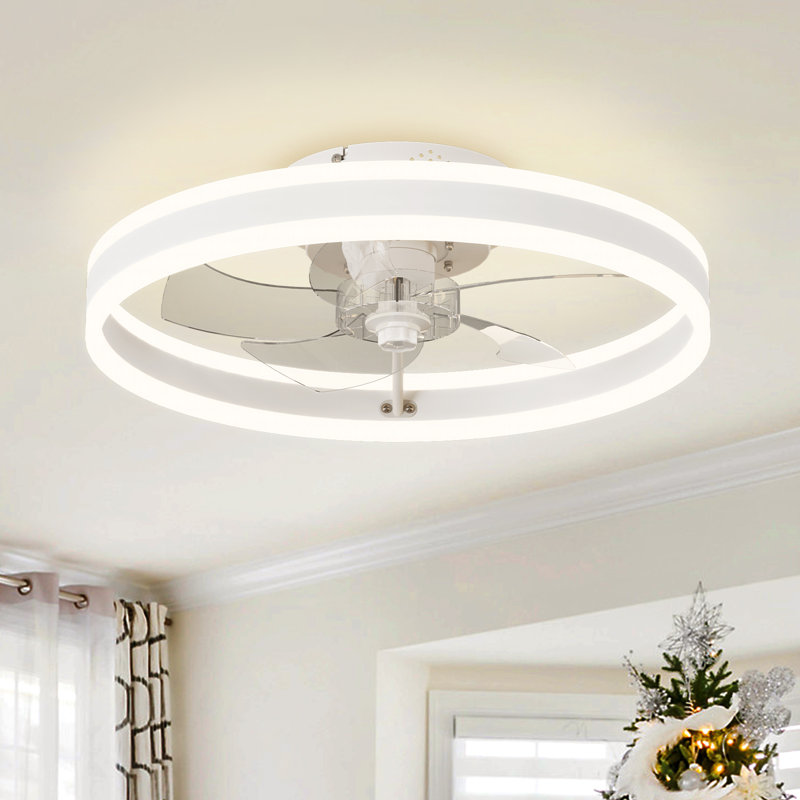 Heui Bladeless Ceiling Fan with Light, White, 19.7", 2 Packs