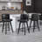 27.5in Swivel Bar Stools Set of 3, Black PU Leather Seat with Tufted Back, Solid Wood Legs, Counter Height Bar Chairs for Kitchen Island, Dining, Café (Set of 3)-2085012868