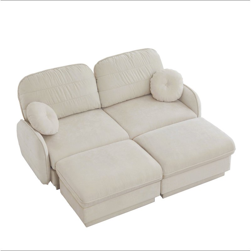 Canapé en forme de U Chenille Cloud, canapé à assise profonde avec repose-pieds amovibles, coussins ronds et coussins de dossier matelassés exquis, pieds de cadre de base encastrés, assemblage facile, convient au salon