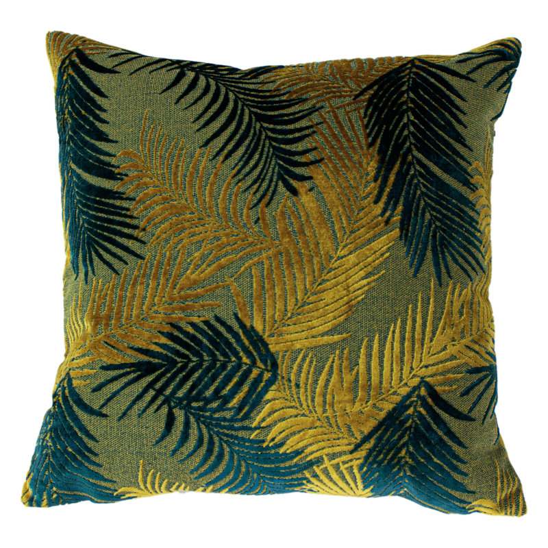 Floral Square Scatter Pillow Cover, Gold/Teal