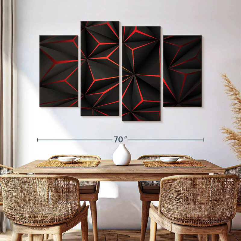 Avery Black And Red Abstract, 42" H x 68" W