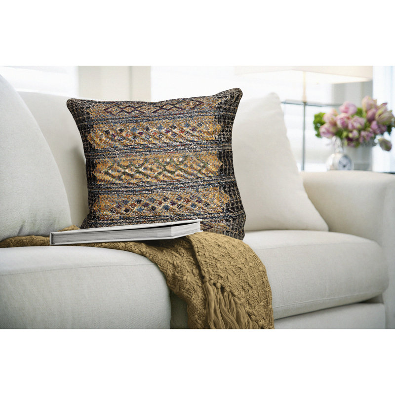Tribal Black and White Ikat Square Indoor/Outdoor Pillow