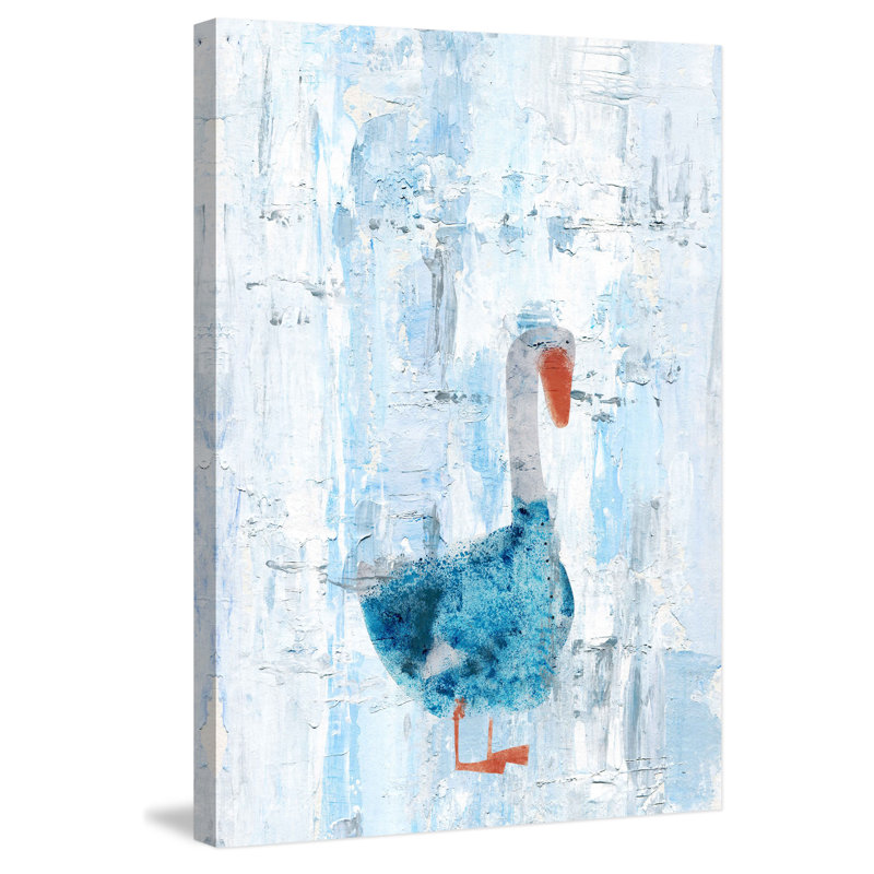 Blue and White Canvas Duck Painting Print, 18" x 12"