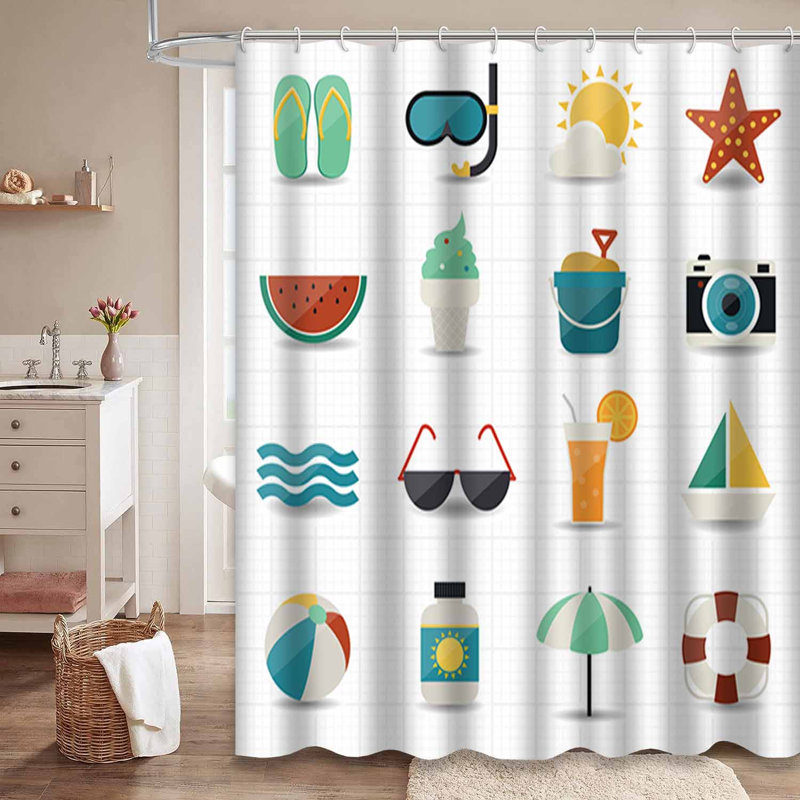 Rideau de douche imperméable à l'eau avec 12 crochets, L 72 po x l 78 po