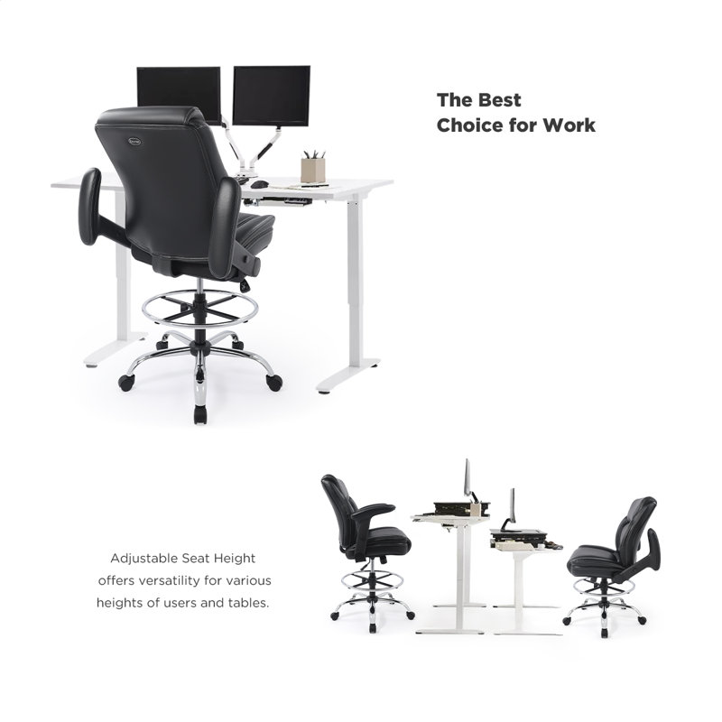 Chaise ergonomique ergonomique à dossier moyen en simili cuir avec accoudoirs et repose-pieds multifonctionnels
