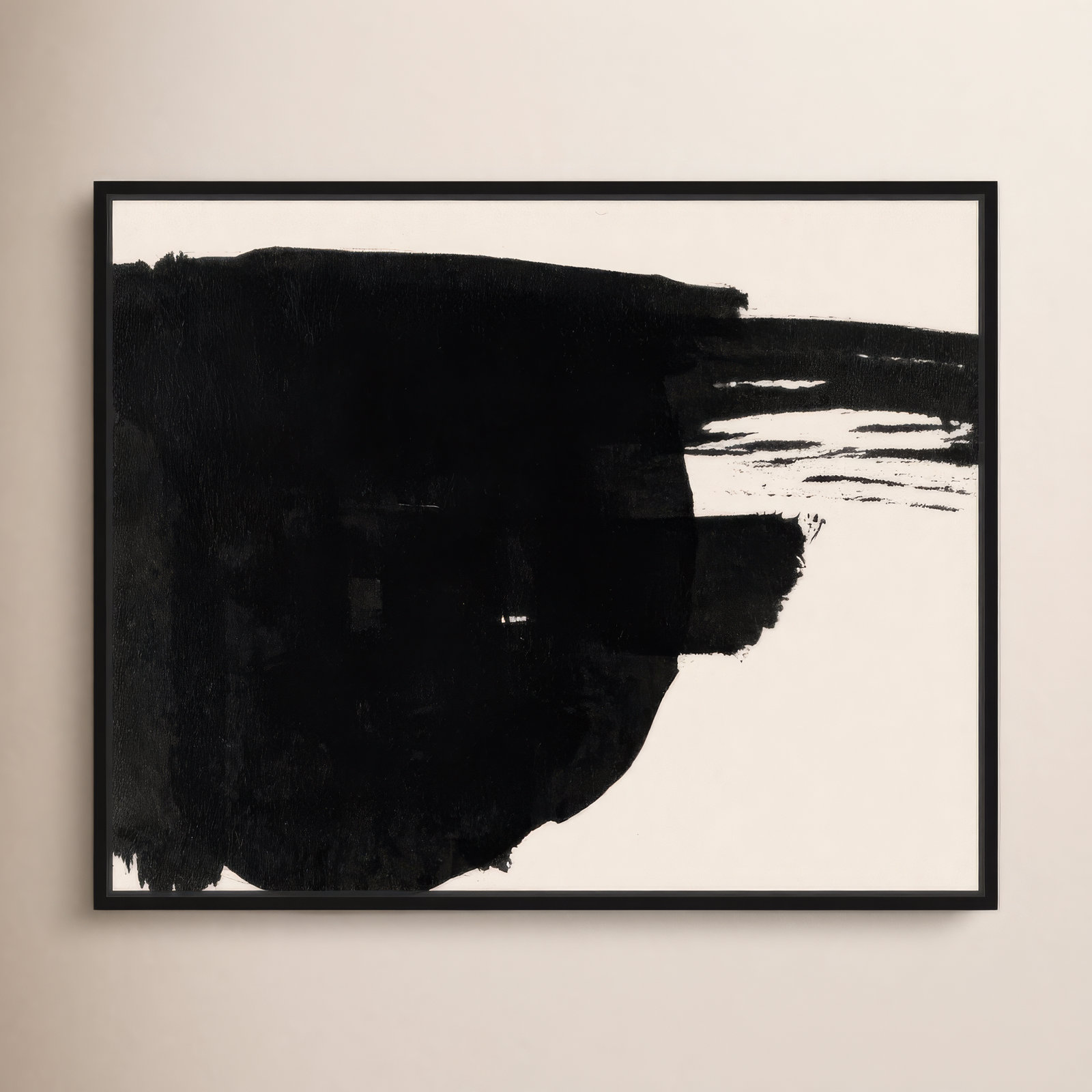 Abstract Black And White Large Brush Stroke by Oliver Gal, Black, 25" H x 31" W