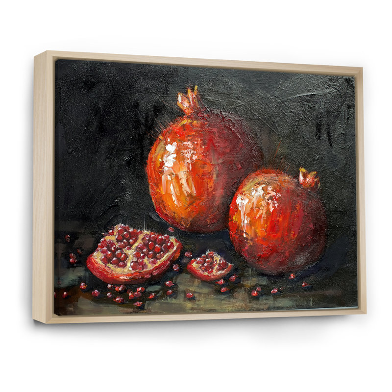 Impression sur toile flottante Red Pomegranates Impressionims, H 12 po x l 20 po x P 1 po, Cadre naturel flottant