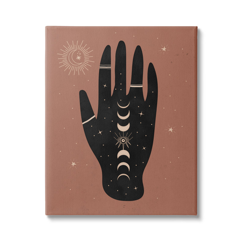 Astral bohémien chic à la main, Plaque murale, H 16 po x l 16 po x P 1,5 po