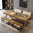 Tan Rectangular Solid Wood desk-253994519