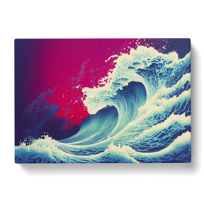 XXX-H1022-WF-5319X Japanese Wave - Wrapped Canvas Painting, 35cm H x 50cm W x 3cm D