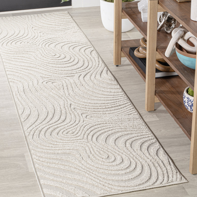 Tapis rayé crème / ivoire Maribo, Tapis de couloir 2 pi 2 po x 10 pi