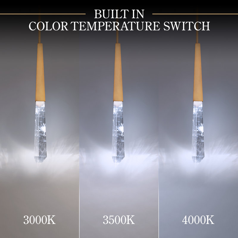 Solitude 3 Light Crystal LED Multi-Light Pendant, Aged Brass