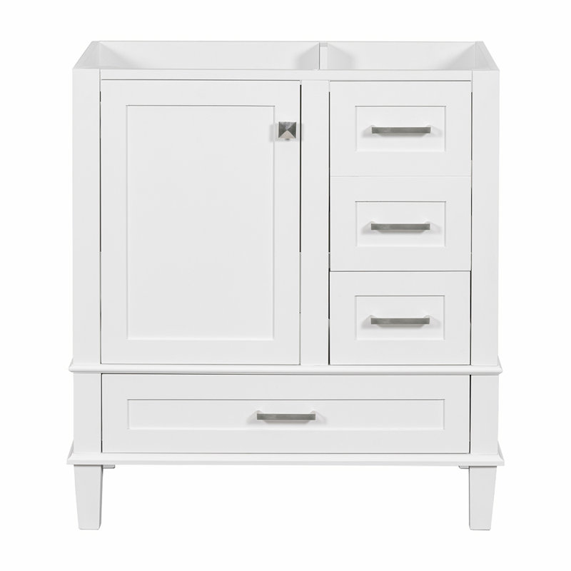Base de meuble-lavabo simple 29,4 po seulement, Blanc, Argent