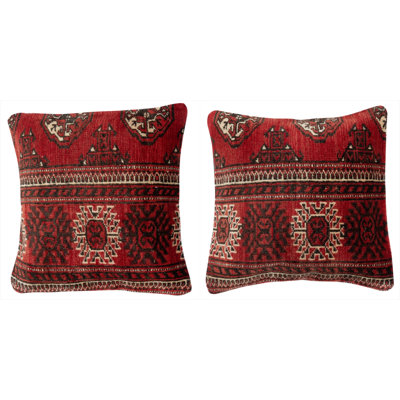 20 po x 20 po ENSEMBLE DE 2 - Housses de coussin en laine turque traditionnelle. Taies d'oreiller faites à la main. Coussins rétro