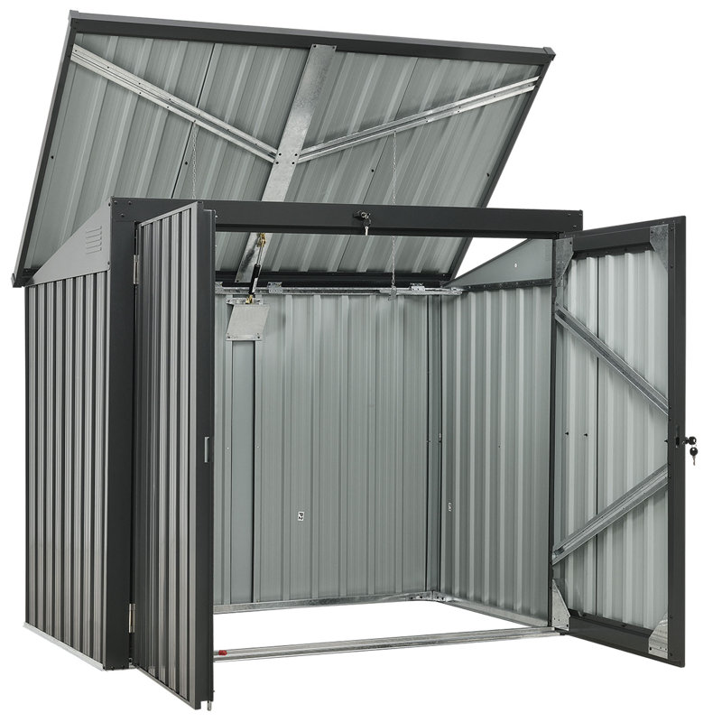 5 ft. 2 in. W x 3 ft. 4 in. D Metal Horizontal Garbage Shed