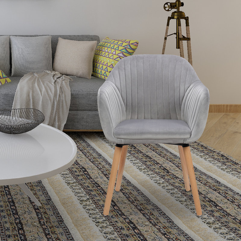 Mirakel 47cm H Velvet Upholstered Armchair, Grey