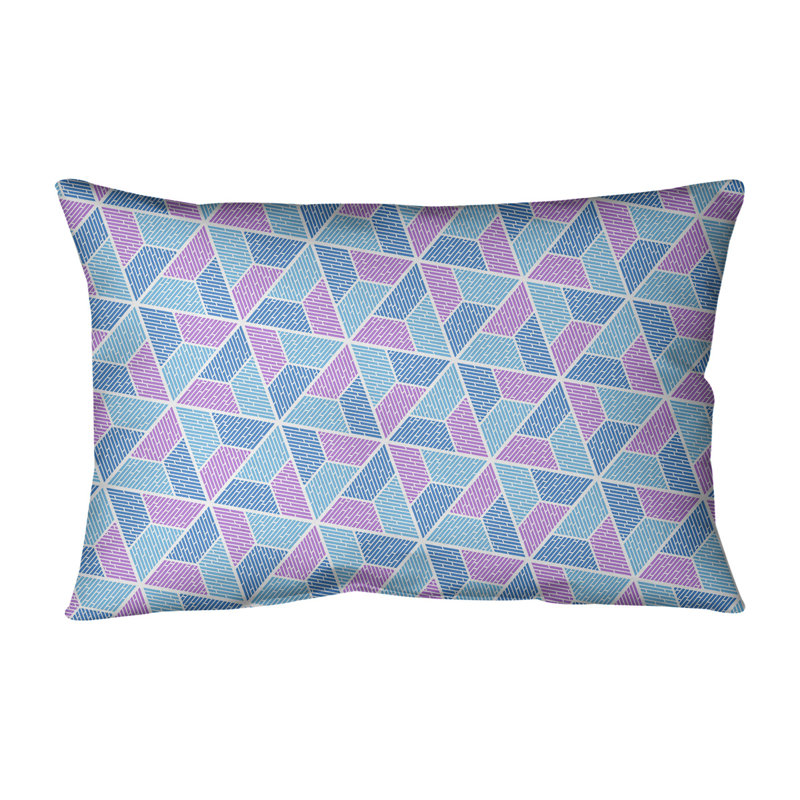 Housse et insert de coussin rectangulaire en coton Katelyn Elizabeth, Bourre en polyester, Bleu/mauve
