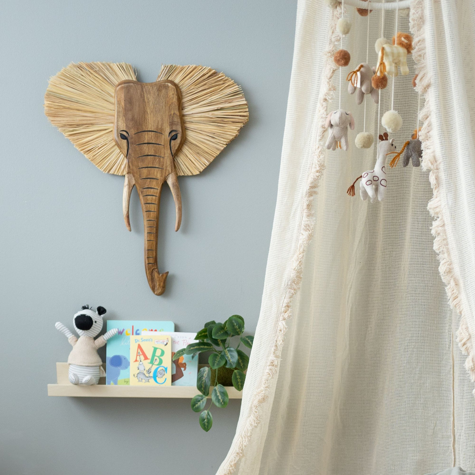 Kimmell Handmade Wooden Elephant Wall Décor for Baby Nursery or Kid's Room by Crane Baby