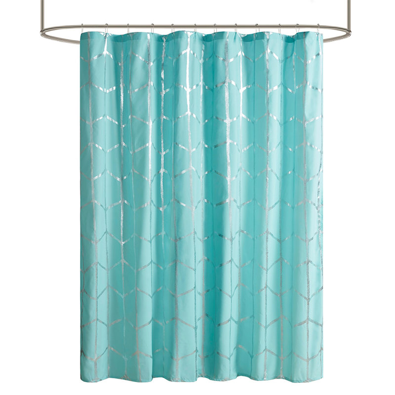 Rideau de douche imprimé métallique, Aqua + argent
