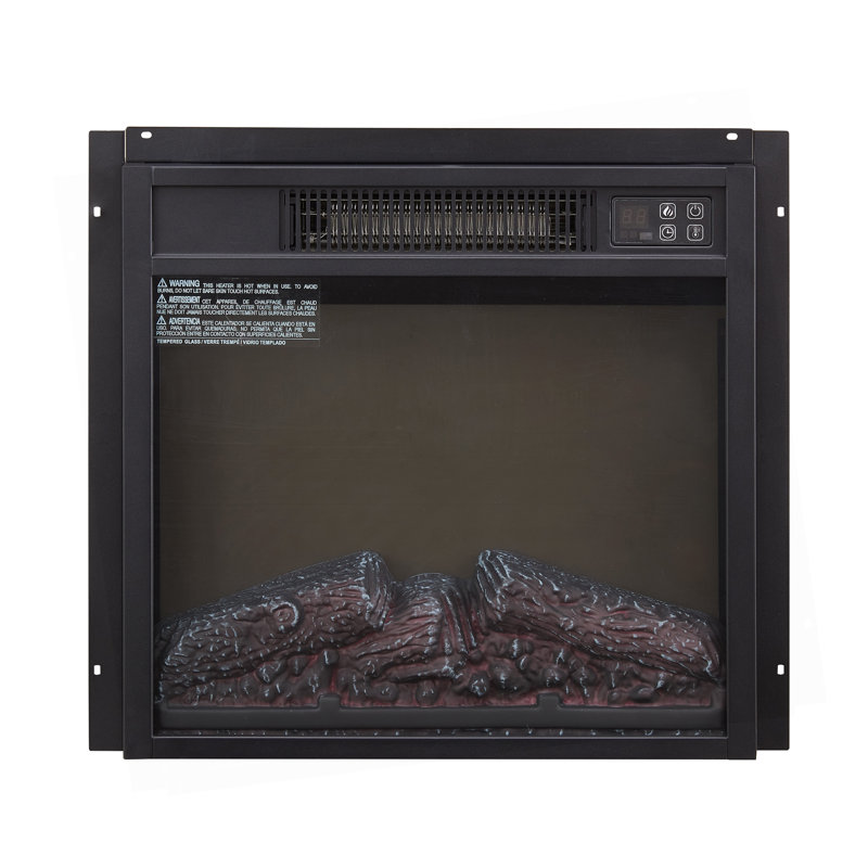 Electric Fireplace Insert 18" 1400W 120V ,Equipped With Remote Control, Ultra Thin Heater With Log Set & Realistic Flame - BLACK