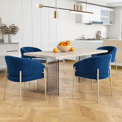 Ensemble de 4 chaises d'appoint rembourrées en tissu pour cuisine, restaurant
