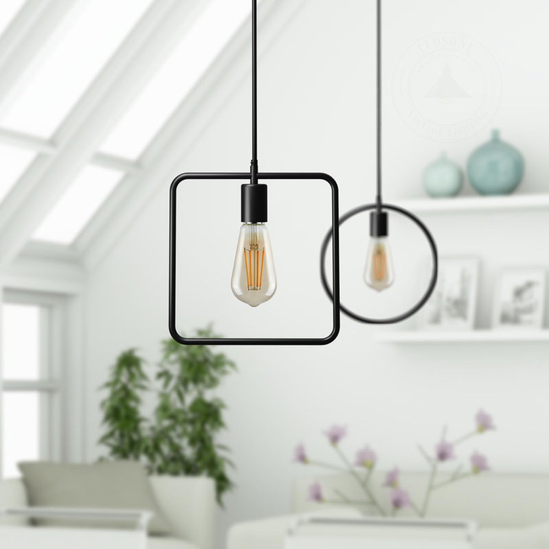 1 - Light Black Square Pendant, No