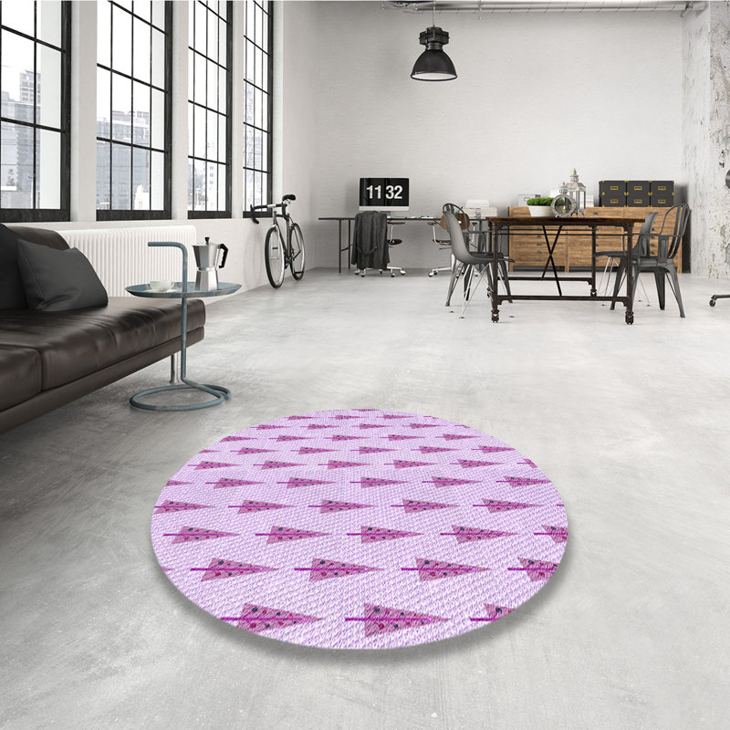 Tapis 100% à motifs lavables à la machine 2989 - Pat709-PUR, Rond 3 pi