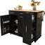 Îlot de cuisine avec armoire coulissante à 3 niveaux et tablettes réglables, grand chariot polyvalent noir à 5 roulettes - organisateur de rangement,-121077021