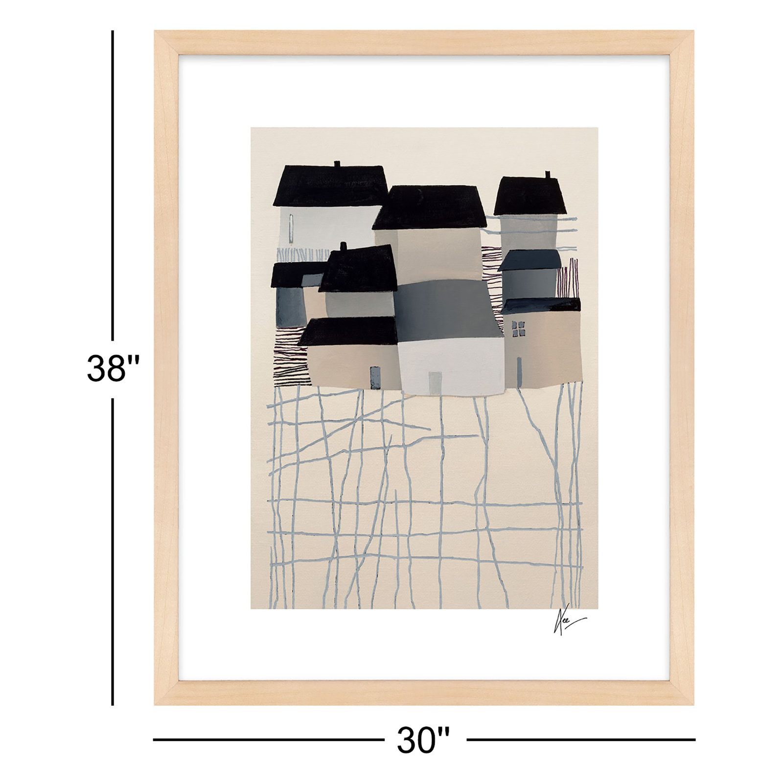 Village by Lee Lessem, 38" H x 30" W x 1.25" D, Maple