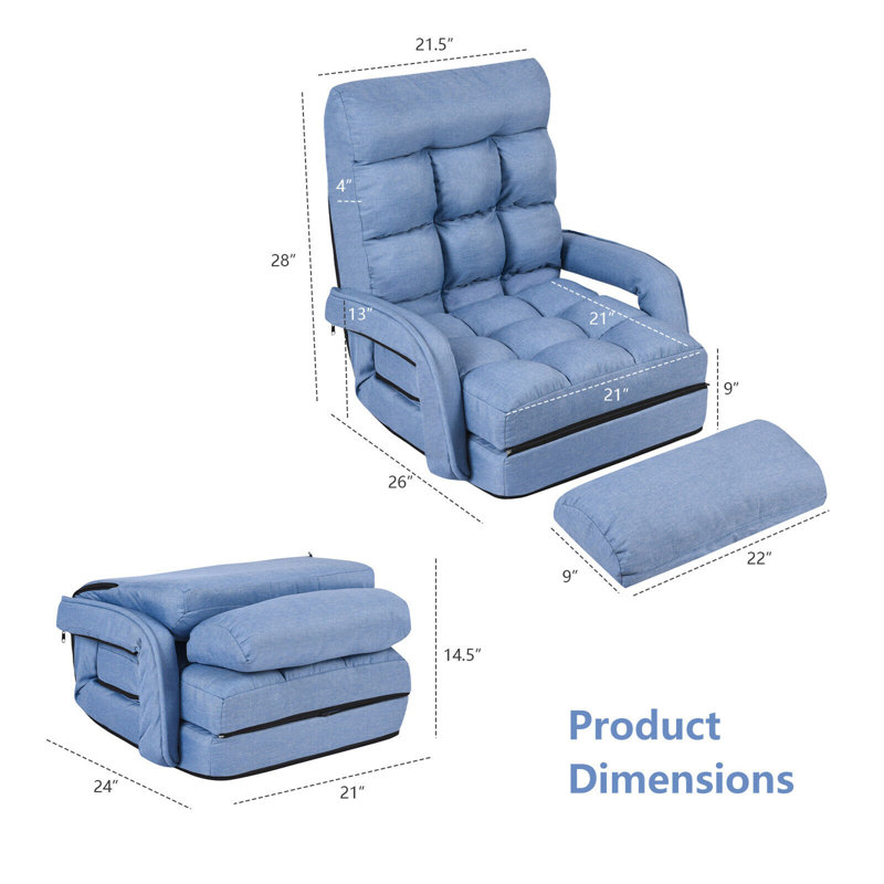 Chaise longue inclinable Kellems, Bleu, Bleu