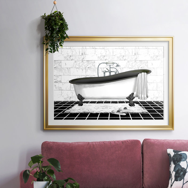 Modern Bath II, reproduction d'art encadrée, Or, H 15 po x l 21 po x P 1,5 po
