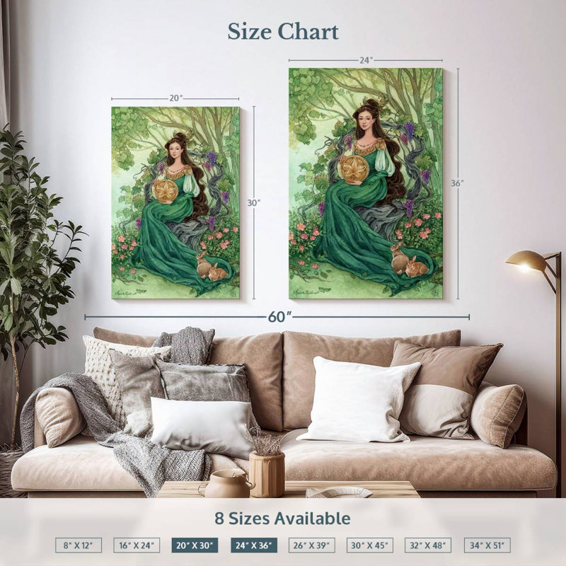 Leisha, reine des pentacles, H 36 po x l 24 po