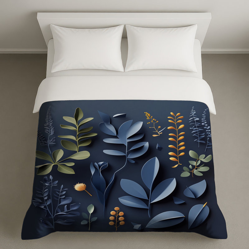 Housse de couette florale en papier, Grand lit