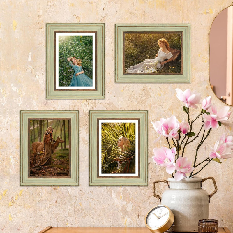5x7 Green Picture Frames Set Of 4