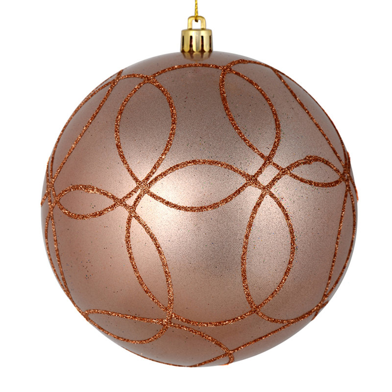 Ornement boule bonbon avec cercle scintillant, Or rose