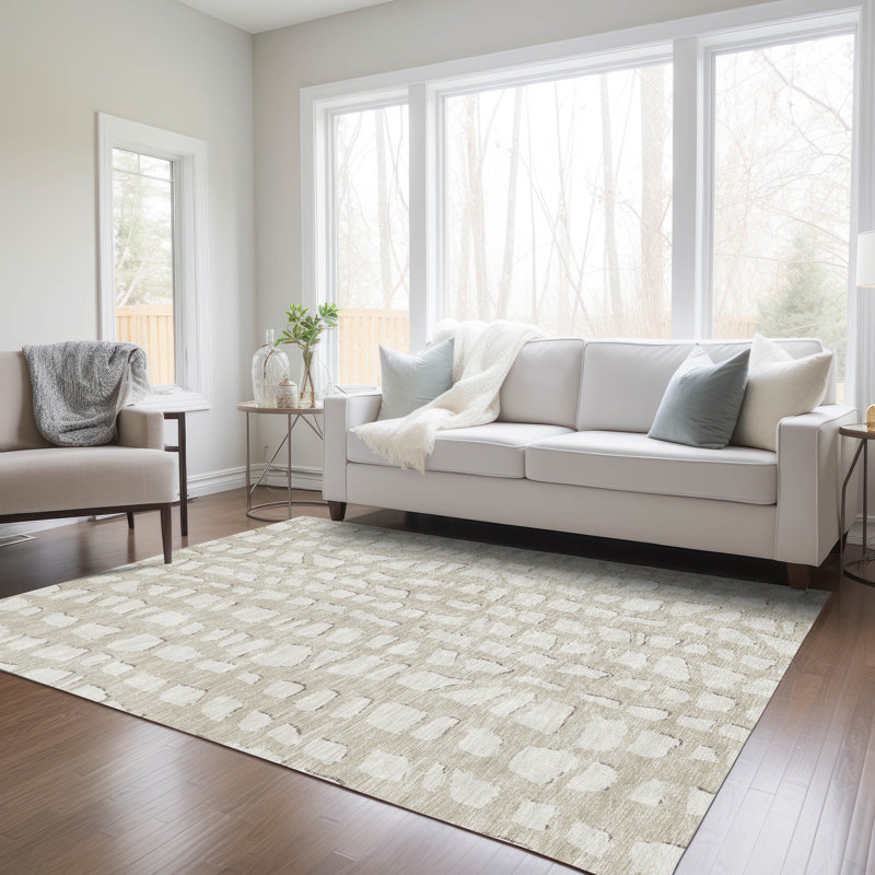 Tapis intérieur / extérieur en polyester tissé à la machine Lamanna, Rectangle 2 pi 6 po x 3 pi 10 po