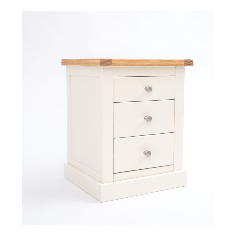 Clarke 45cm W Solid + Manufactured Wood Bedside Table, White/Satin Chrome
