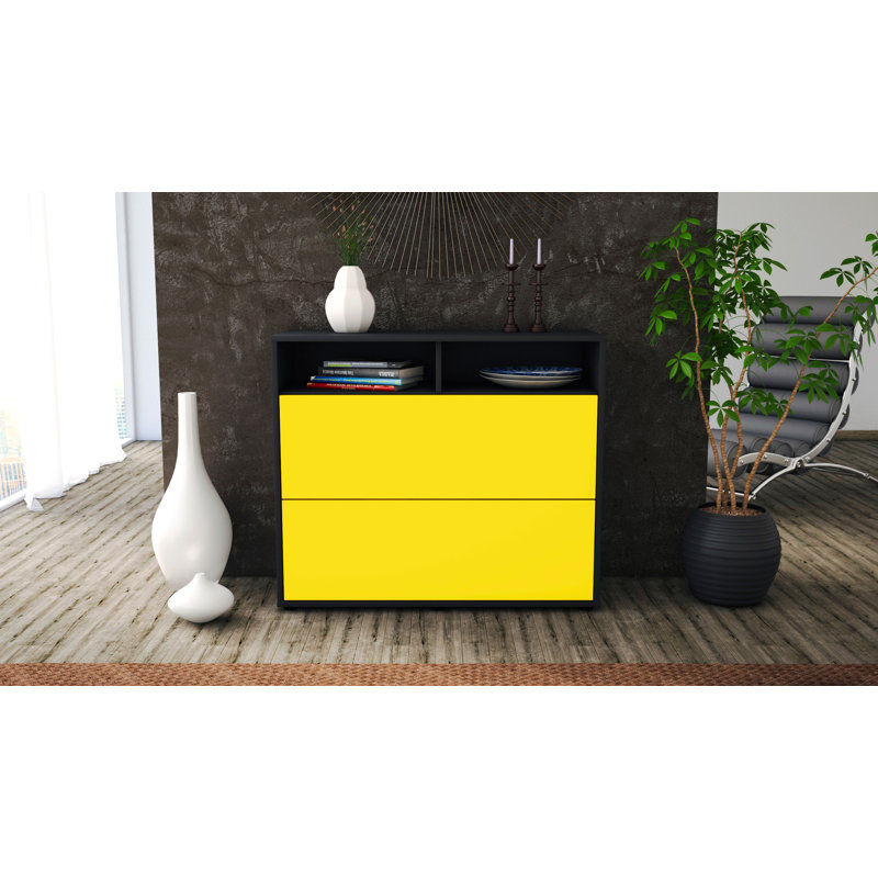 Quarry 92cm Sideboard, Charcoal/Yellow