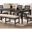 Ensemble de table de salle à manger 6 pièces de couleur noire et 4 chaises d'appoint 1 banc et coussins rembourrés en tissu Mobilier de salle à manger en bois massif