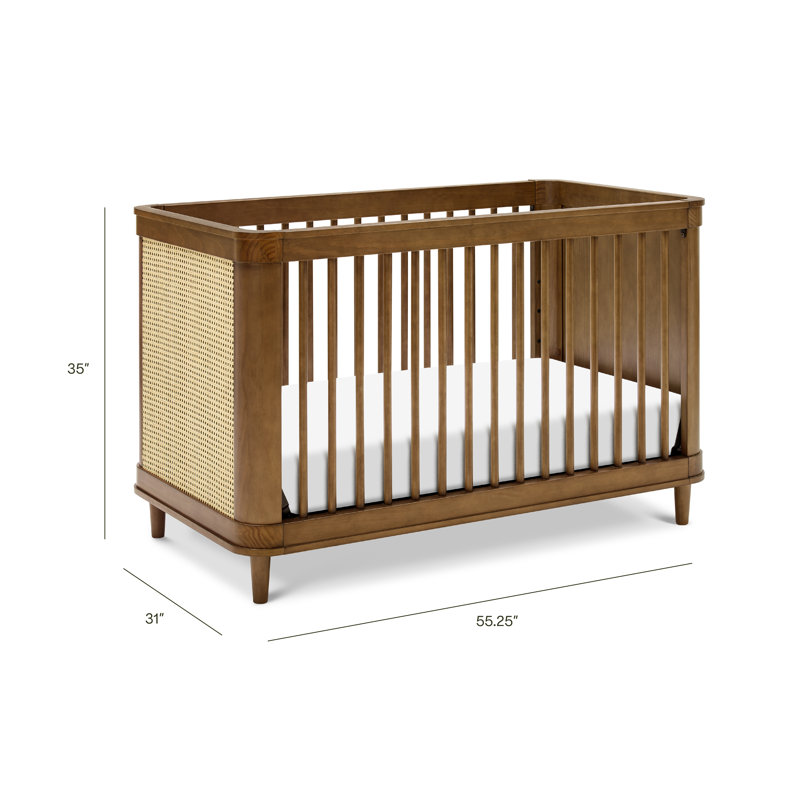 Marin with Cane 3-in-1 Convertible Crib, Natural/Walnut
