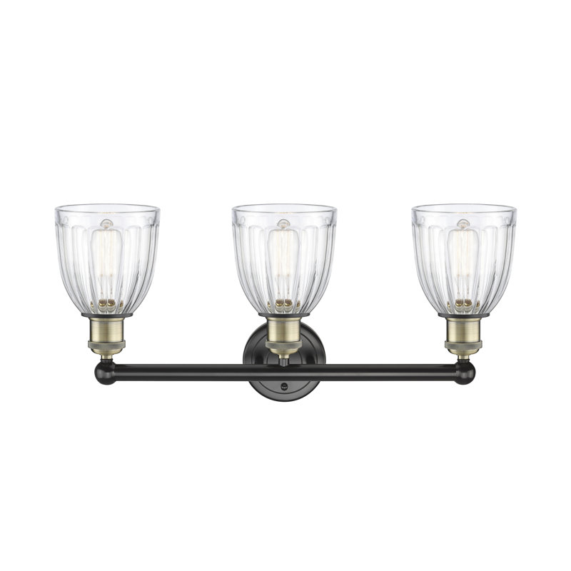Éclairage pour meuble-lavabo de salle de bain 3 lumières 23,75 pouces Radegonde, Transparent, Laiton antique noir