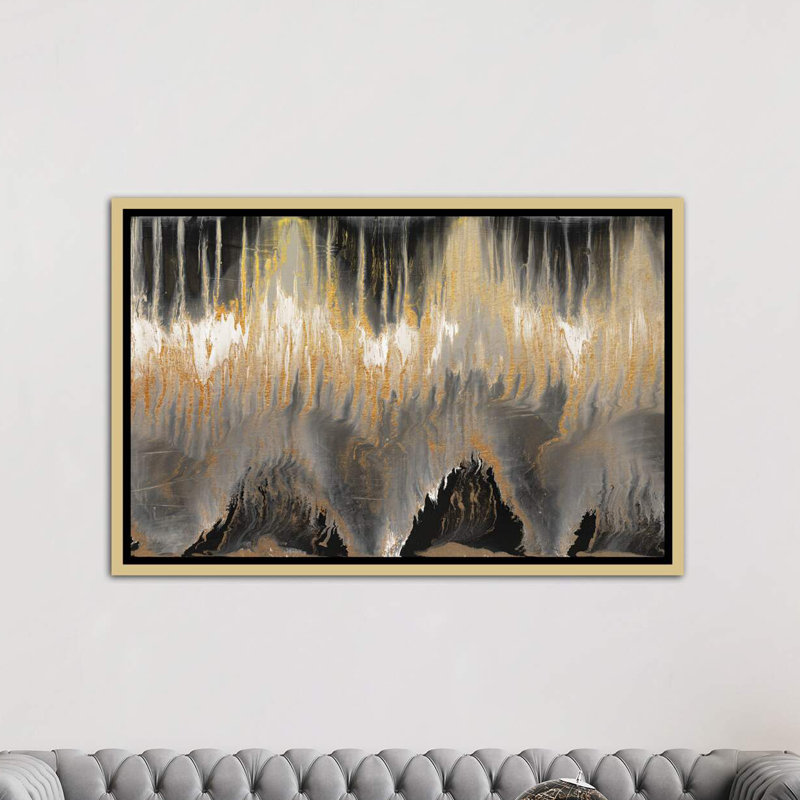 « chevron revisited-gold » par blakely ring ring-print, H 40 po x l 60 po x P 1,5 po, Toile encadrée d'or