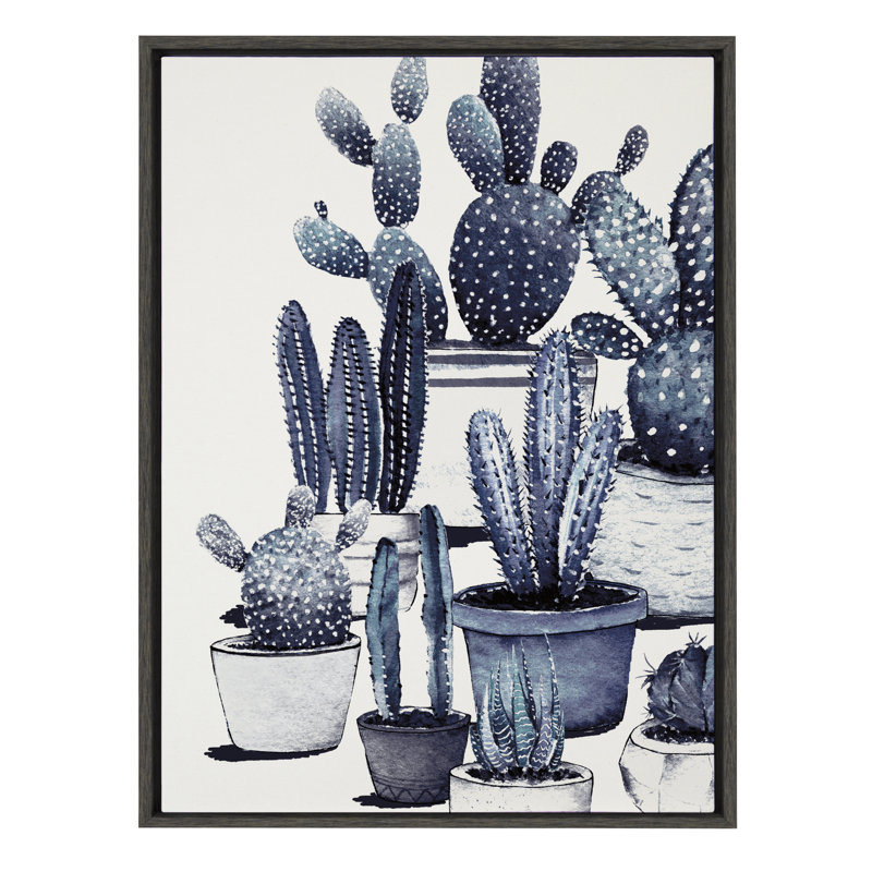 Impression sur toile encadrée de cactus bleus