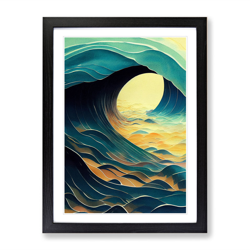 XV1022-5320X Wonder Of An Ocean Wave - Single Picture Frame Print, Black, 34cm H x 25cm W x 2cm D
