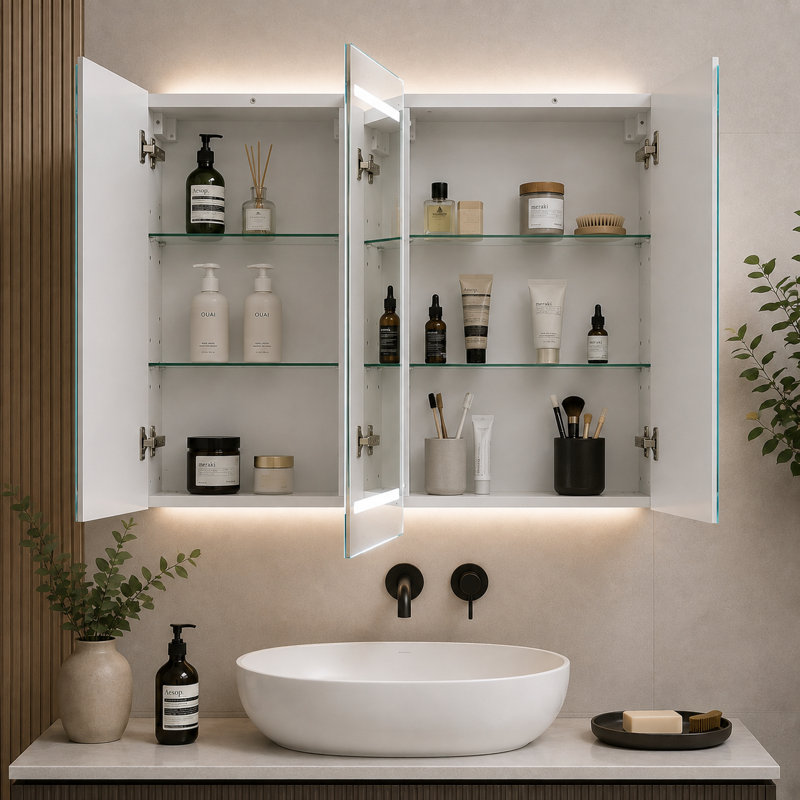 Mya Surface Mirrored Bathroom Cabinets with Mirror and 2