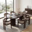 Ensemble de table de salle à manger 6 personnes Lyddia avec chaises rembourrées et base à double caisson cannelé-129681402-129681407