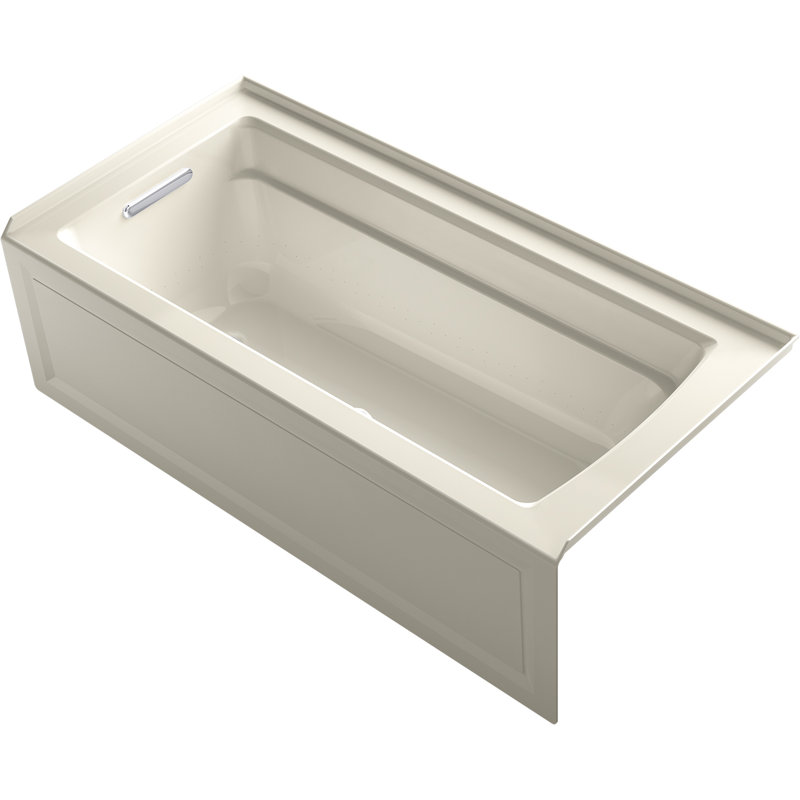 Archer 66" X 32" Integral Apron Heated Bubblemassage Air Bath with Left-Hand Drain, Almond, Left