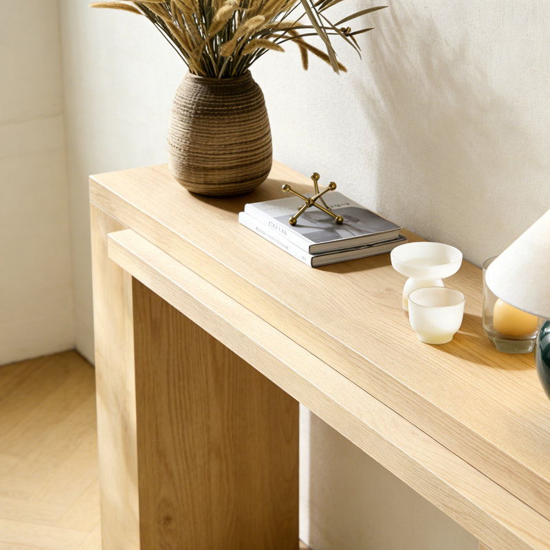 Console Retro Minimalist Art Design, H 33,46 po x l 62,99 po x P 13,78 po, Bois naturel