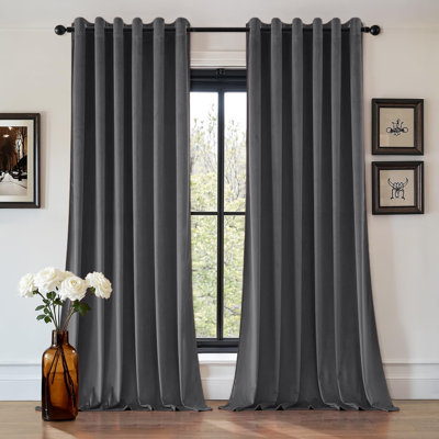 Aspire Homeware 100% Velvet Eyelet Room Darkening Curtains Pair for Soft and Elegant Window Look